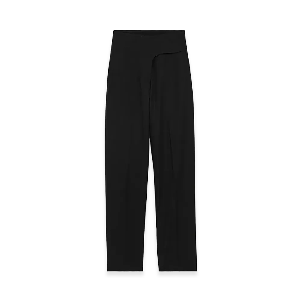 AMI PARIS New Wool Wrapped Belted Trousers "Black"