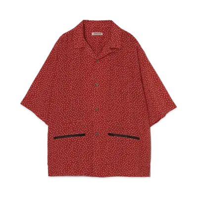 UNDERCOVER Dot Print Polyester Open Collar Shirt "Red"
