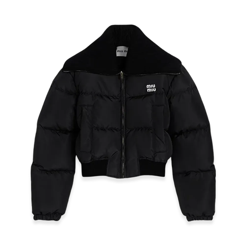 MIU MIU Women's Cropped Technical Fabric Down Jacket "Black"