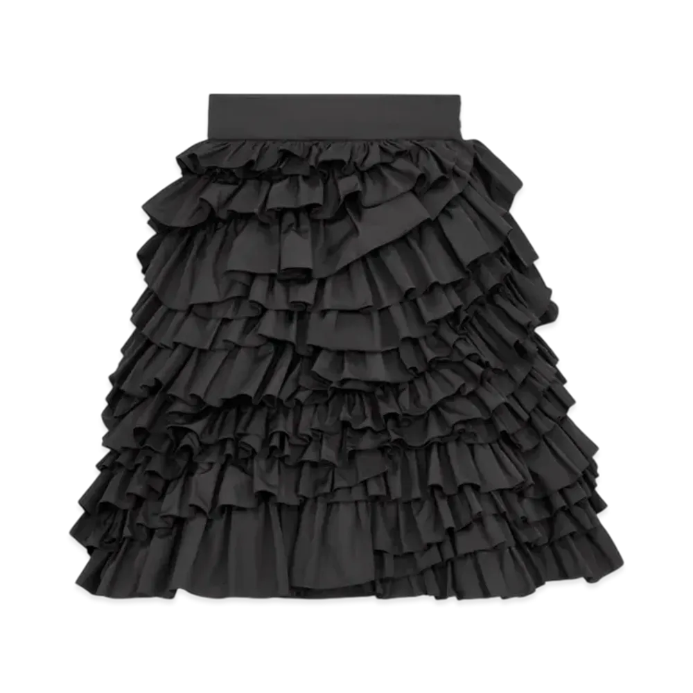 Dior Women's Short Skirt with Ruffles Technical Taffeta "Black"