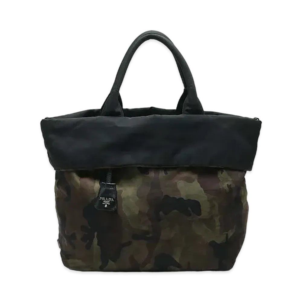 PRADA Reversible Nylon Tote "Black/Camouflage"