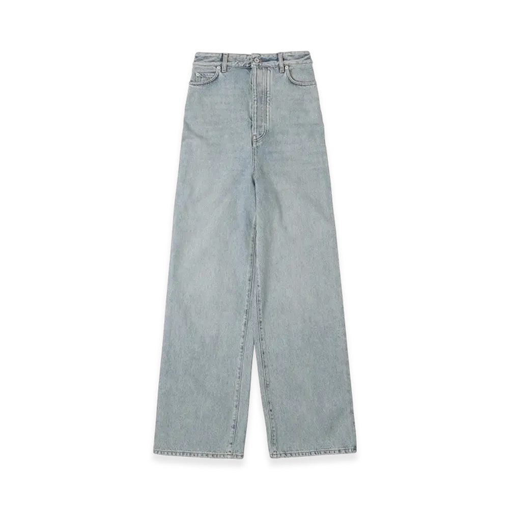 LOEWE Women's Button-Fly Bustier High Waisted Jeans "Washed Blue"