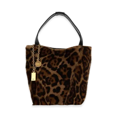 Chloe Women's Printed Calf Hair Small Spin Shopping Bag "Brown"