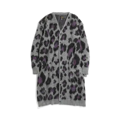 Needles MOHAIR LONG CARDIGAN - LEOPARD "Grey"