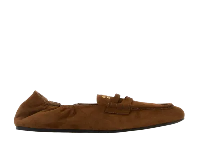 MIU MIU Women's Ruches Nappa Leather Loafers "Dark Brown"