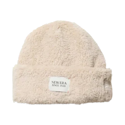NEW ERA Basic Cuff Knit Mink Fleece Woven Patch "Beige"