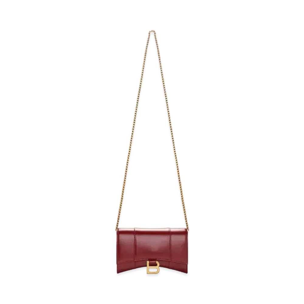 BALENCIAGA Hourglass Chain Mini Wallet "Red"