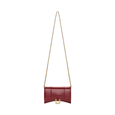 BALENCIAGA Hourglass Chain Mini Wallet "Red"