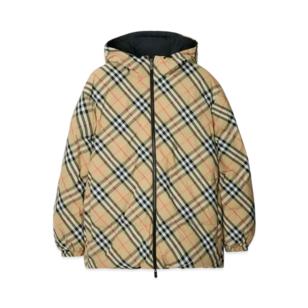 Burberry Reversible Check Nylon Snowdonia Puffer Jacket "Sand"
