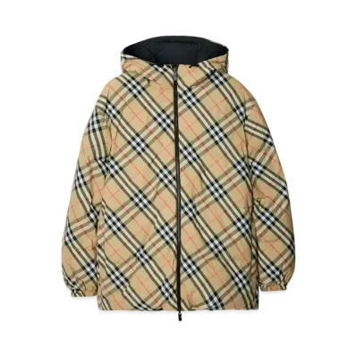 Burberry Reversible Check Nylon Snowdonia Puffer Jacket "Sand"
