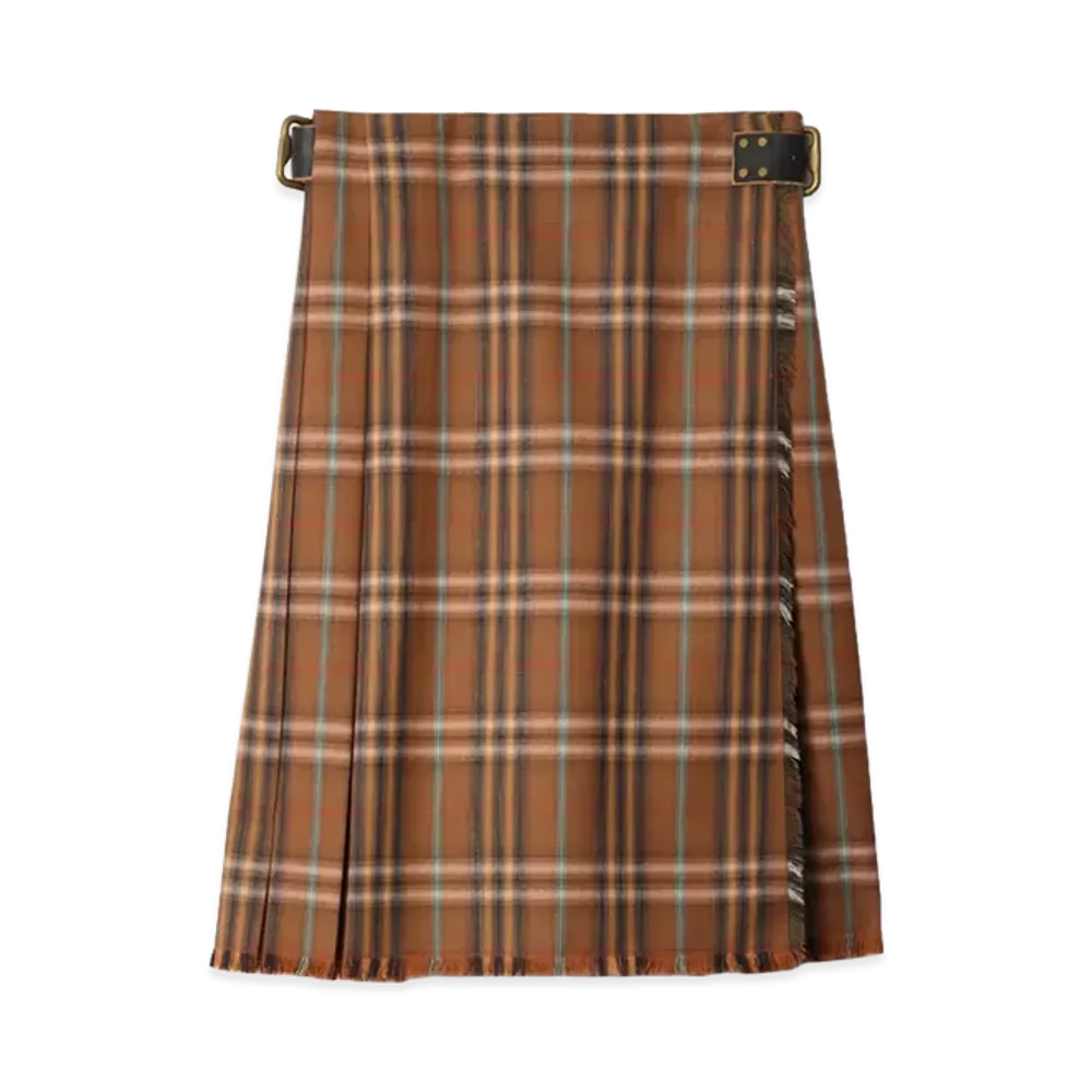 Burberry Women's Check Wool Kilt "Ginger Orange"