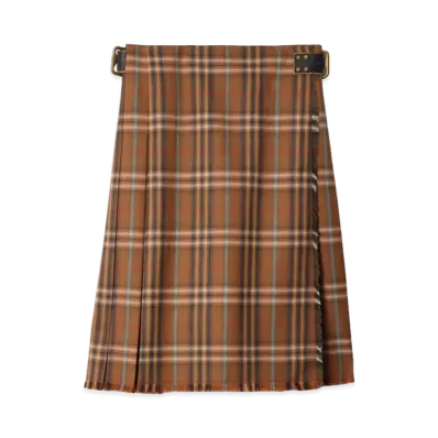 Burberry Women's Check Wool Kilt "Ginger Orange"