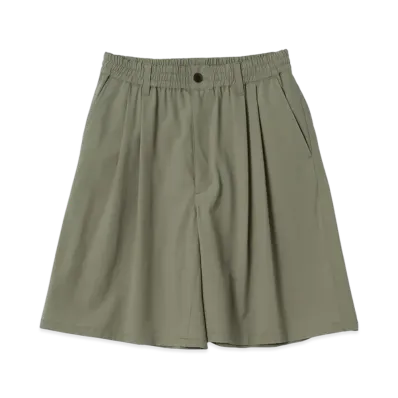 YOKE Super120'S Fine Wool Washer Tropical Wide-Leg Easy Shorts "Green"