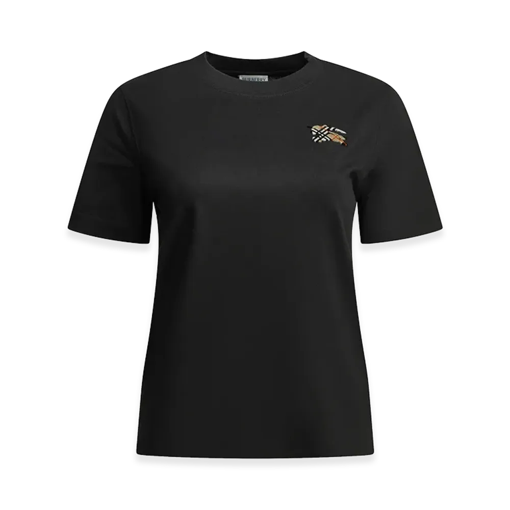 Burberry Women's Knight Check Crewneck T-Shirt "Black"