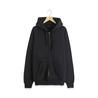 COMOLI Cotton Sweat Zip Hoodie "Black"