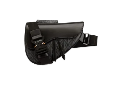 Dior DiorEssentials Saddle Bag CD Diamond Canvas & Smooth Calfskin "Black"