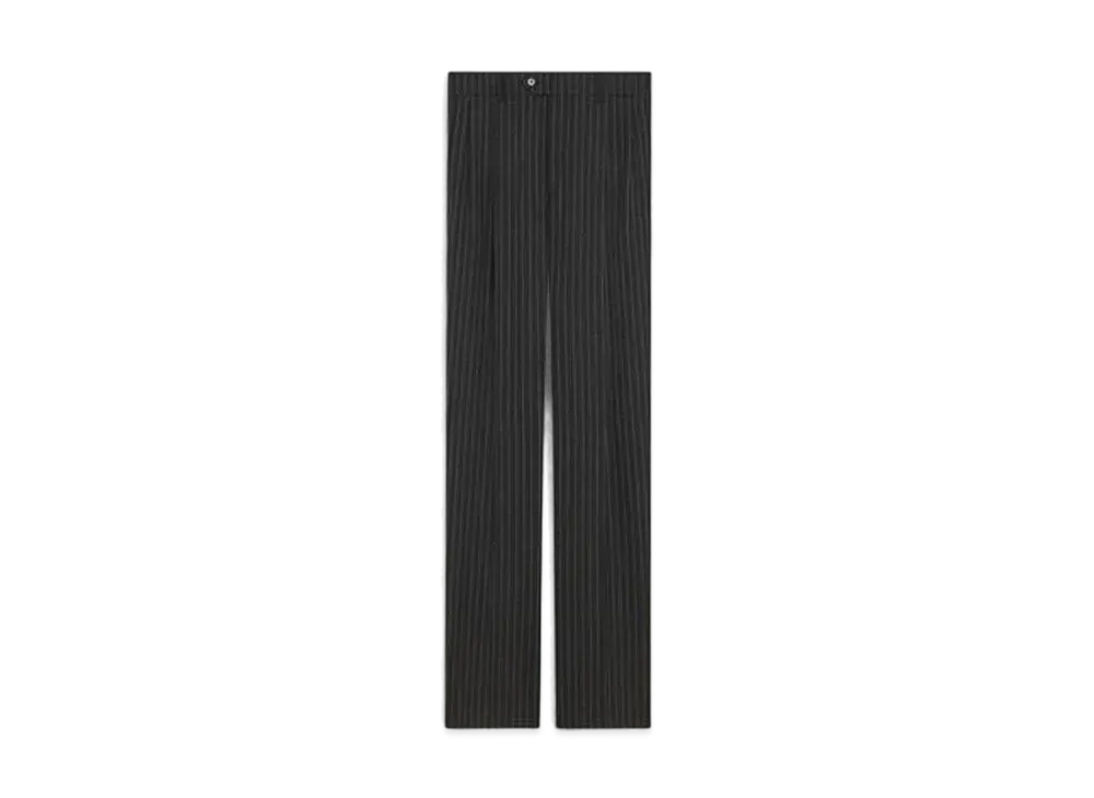 CELINE Skate Pants / Striped Wool Fabric "Black/Chalk"
