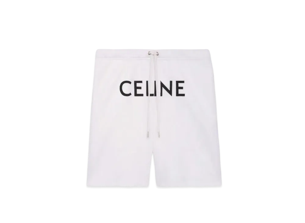 CELINE Loose Celine Shorts In Cotton Fleece "Off White/Black"