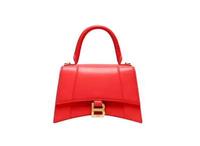 BALENCIAGA Women's Hourglass Small Top Handle Bag "Bright Red"