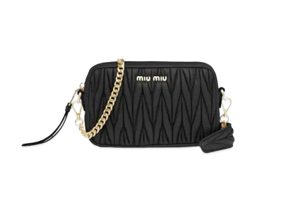 MIU MIU Materasse Leather Shoulder Bag "Black"