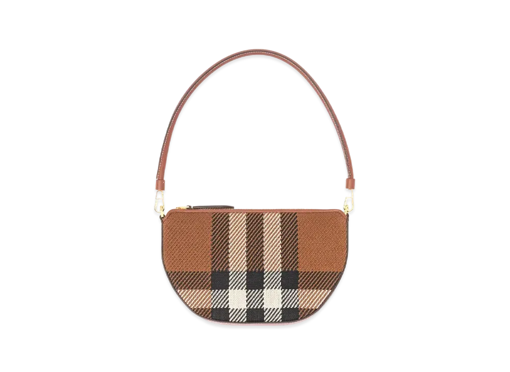 Burberry Knit Check Olympia Pouch "Vertical Brown"
