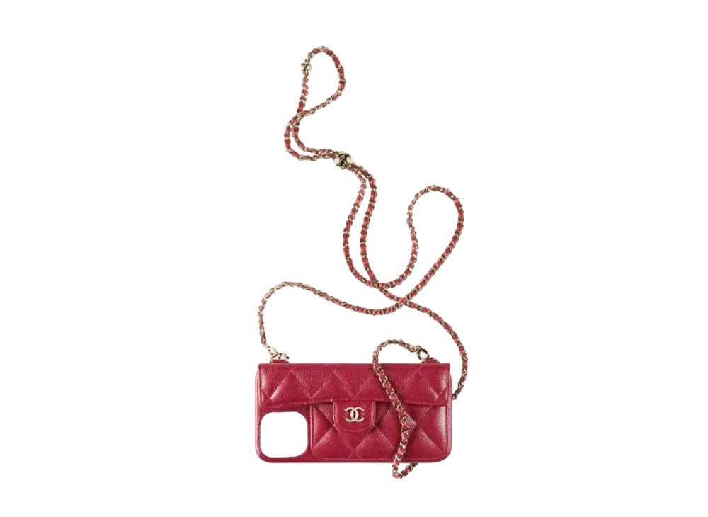 CHANEL Iphone 13 Pro Max Case Graind Lambskin "Burgundy"