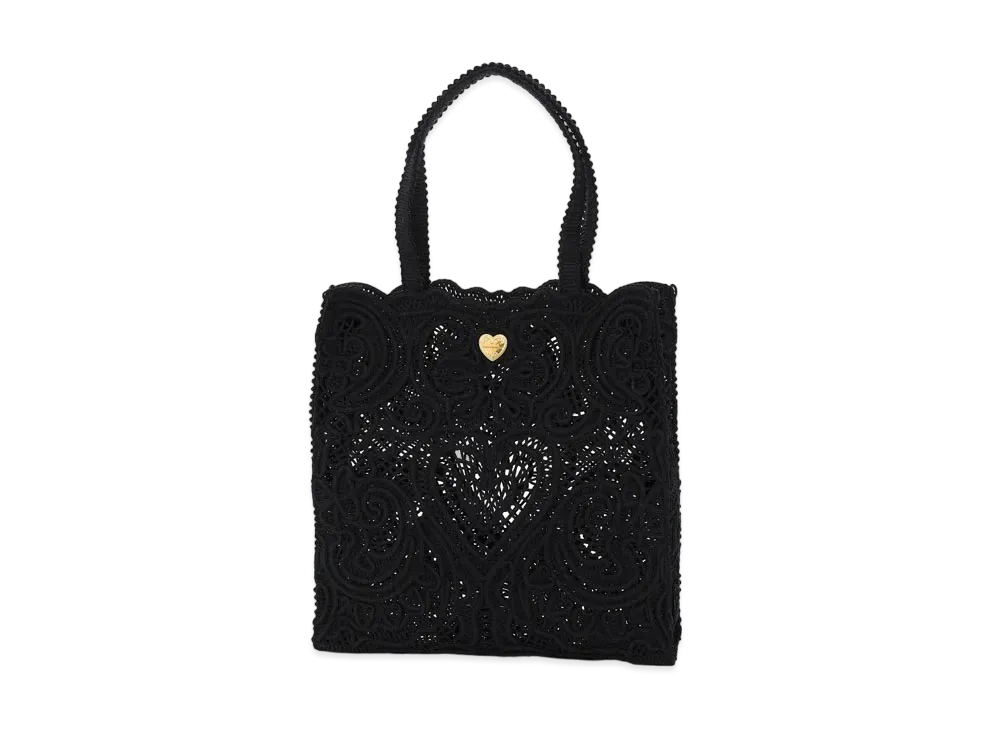 Dolce&Gabbana Beatrice Shopping Bag Medium Code Race Embroidery "Black"