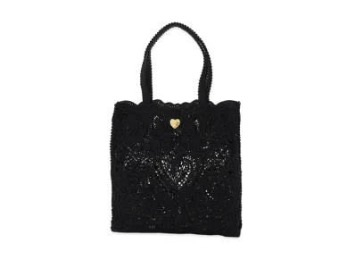 Dolce&Gabbana Beatrice Shopping Bag Medium Code Race Embroidery "Black"