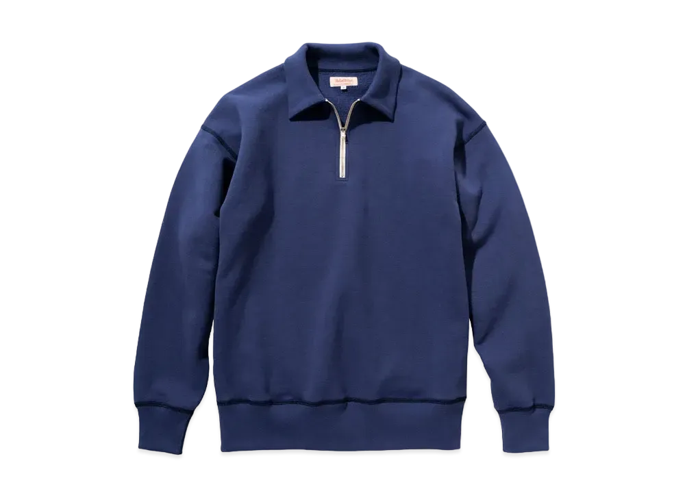 THE REAL McCOY'S 9oz. LOOPWHEEL QUARTER-ZIP SWEATSHIRT "Navy"