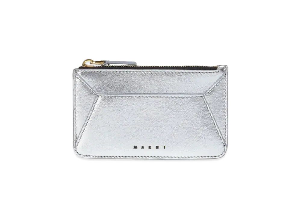 Marni Silver Metallic Nappa Leather Card Case "Silver"