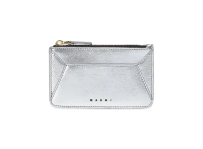 Marni Silver Metallic Nappa Leather Card Case "Silver"