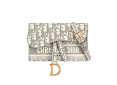 Dior Saddle Slim Pouch Dior Oblique Embroidery "Gray"