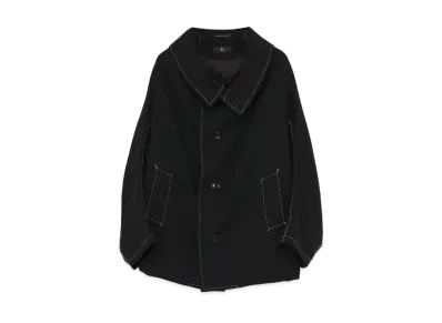 Yohji Yamamoto Y's GABARDINE CHAIN STITCH MID LENGTH CAPE COAT "Black"