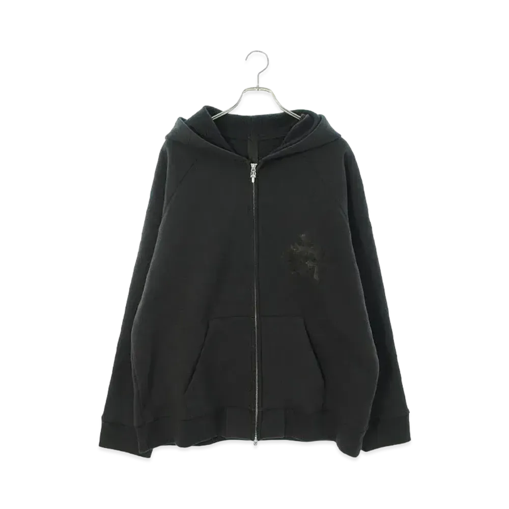 Chrome Hearts Y Not Cross Patch Zip Up Hoodie "Black/Silver"