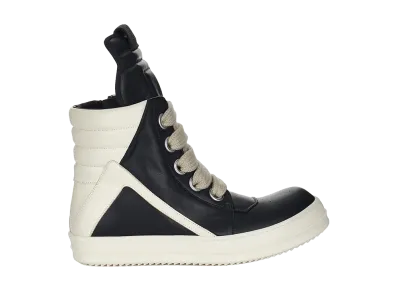 Rick Owens FW26 Tower Jumbolace Geobasket Full Grain Cow Leather "Black/Milk"