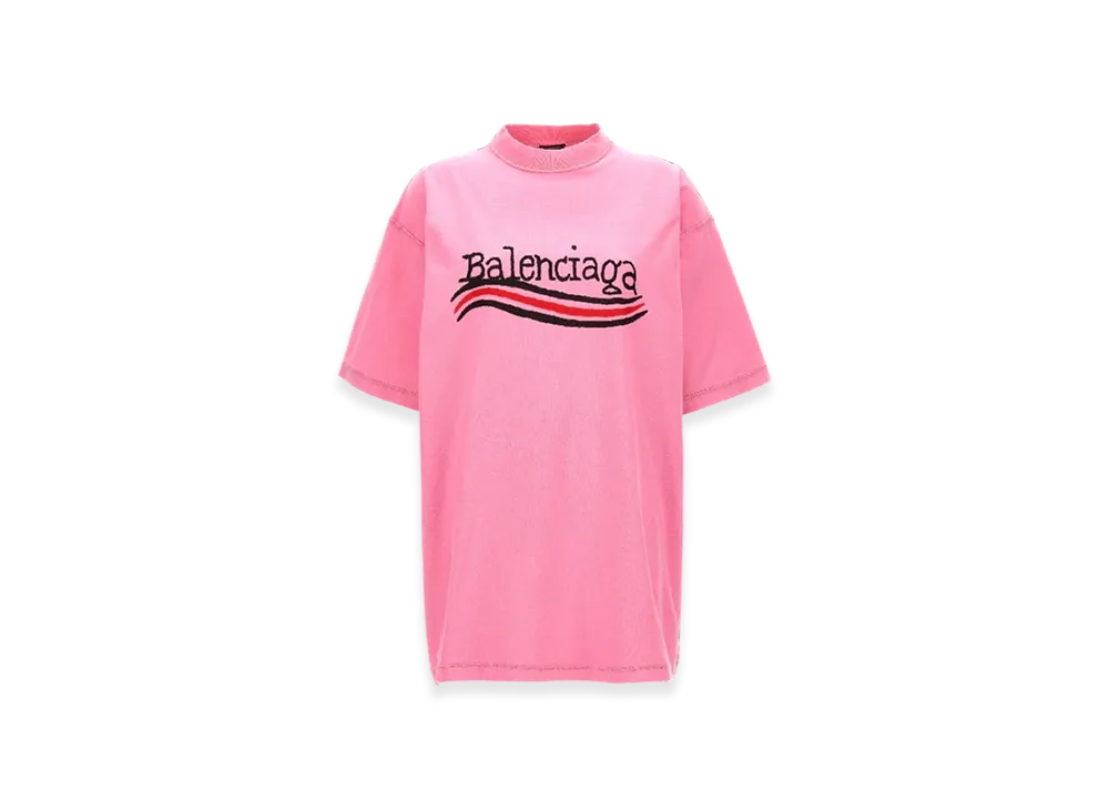 BALENCIAGA Women's Political Hand Drawn T-Shirt "Pink"