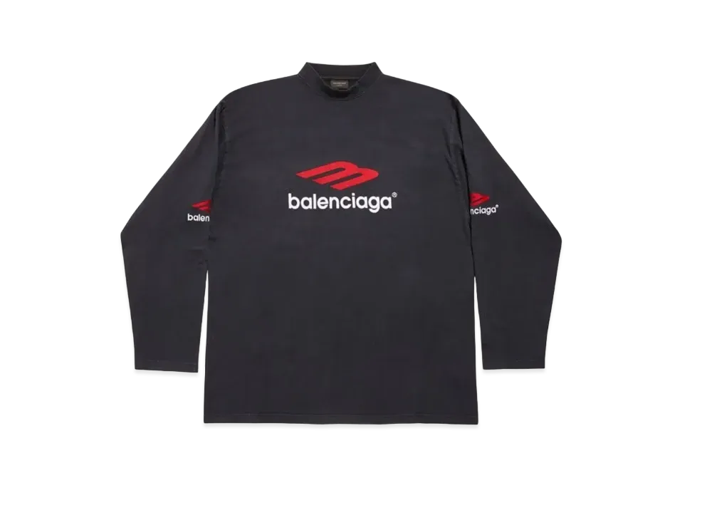 BALENCIAGA Men's 3B Sports Icon Long Sleeve T-shirt Oversized "Black"