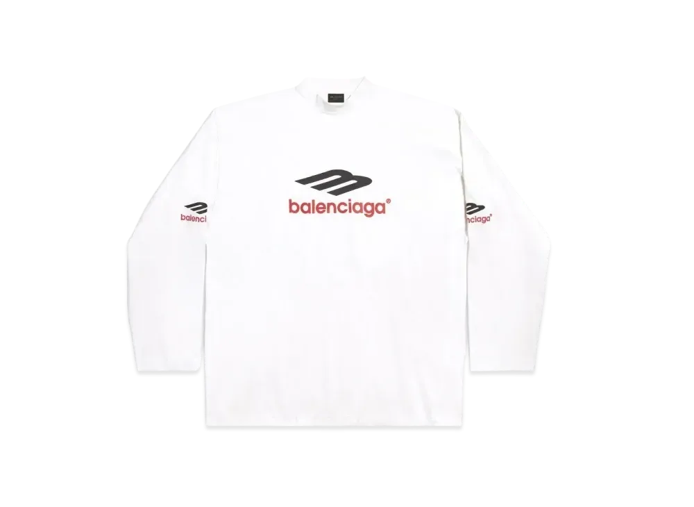 BALENCIAGA Men's 3B Sports Icon Long Sleeve T-shirt Oversized "White"