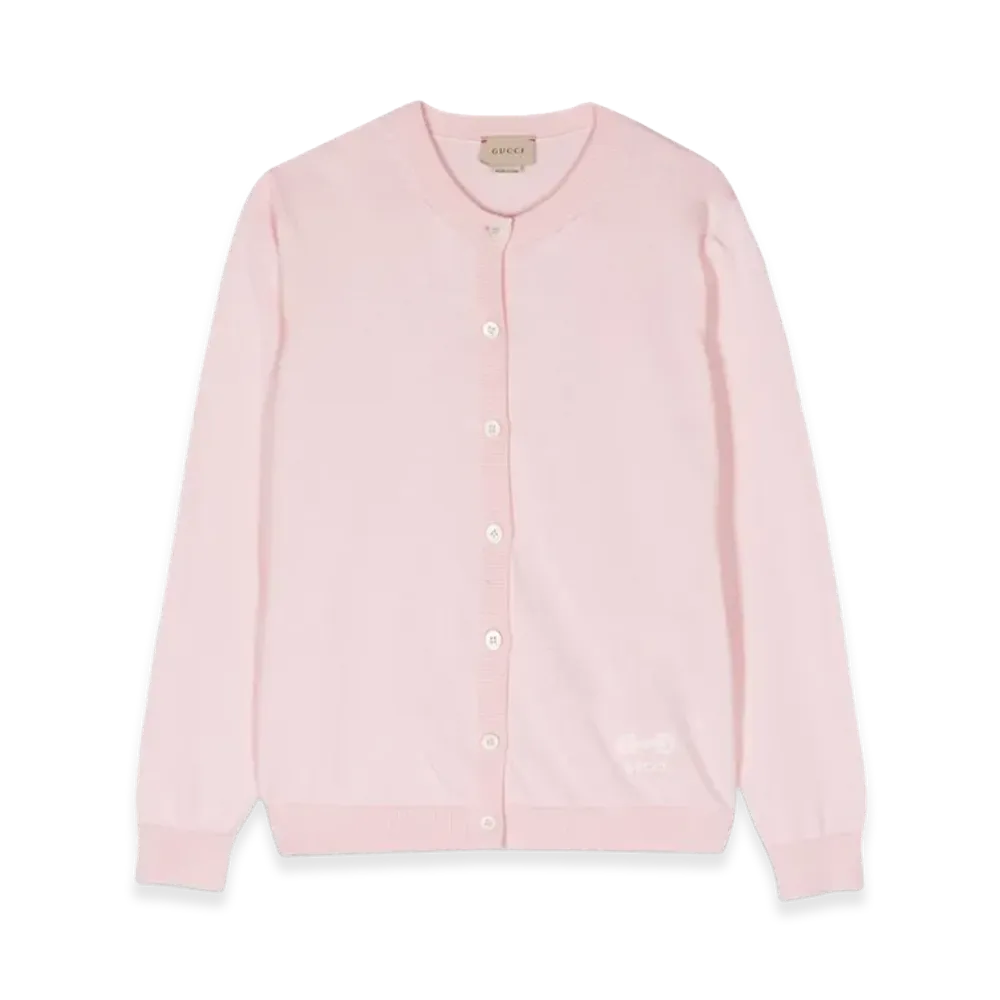 GUCCI Kids J L/S Cardigan Co W/Horsebit "Pink"