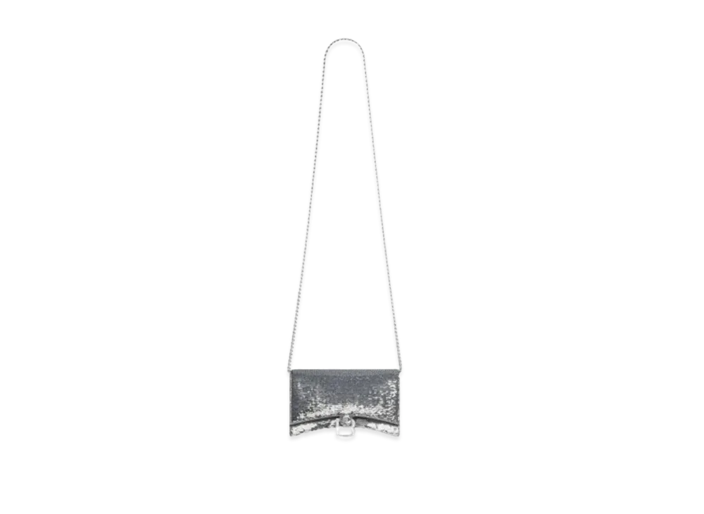 BALENCIAGA Hourglass Chain Wallet "Silver"