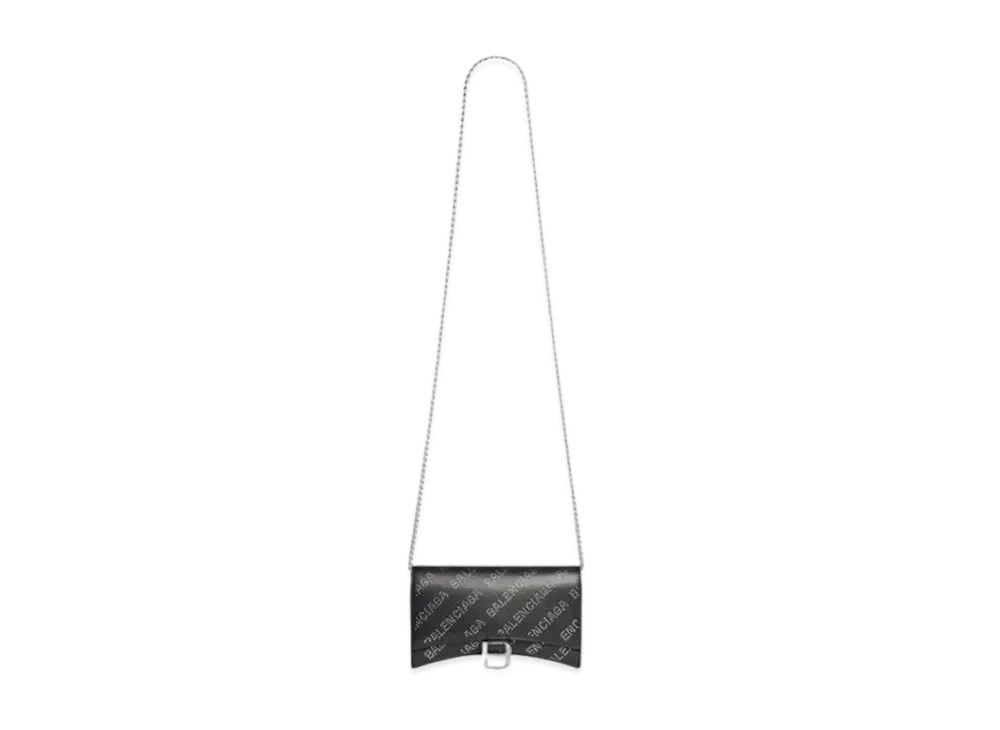 BALENCIAGA Hourglass Chain Wallet Sparkling Fabric "Silver"