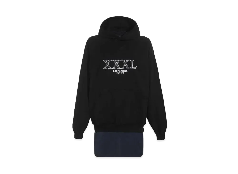 BALENCIAGA 3XL Patched T-shirt Hoodie Oversized "Black"