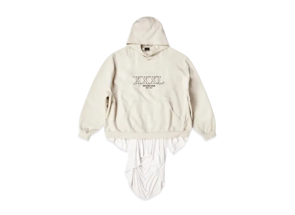 BALENCIAGA 3XL Patched T-shirt Hoodie Oversized "Off White"