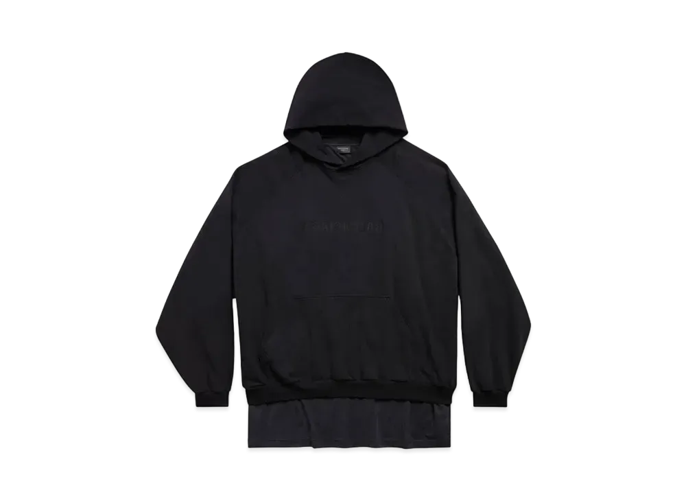 BALENCIAGA Women's Mirror Patched T-shirt Hoodie Oversized "Black"