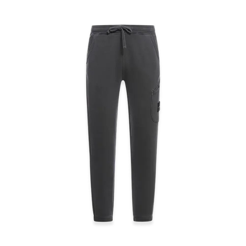 Stone Island 61141 Organic Cotton Diagonal Fleece Old Effect Cargo Jogger Pants with Pockets - 24FW "Lead Grey"