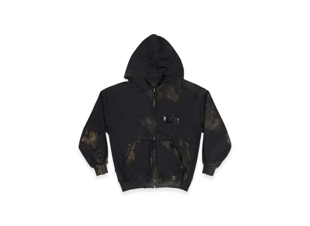 BALENCIAGA Gaffer Zip-Up Hoodie Small Fit "Black"