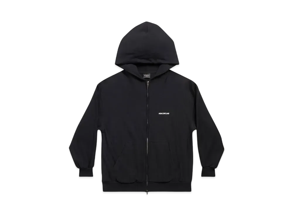 BALENCIAGA Women's Mirror Zip Up Hoodie Small Fit "Black"