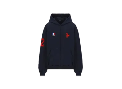 BALENCIAGA Paris Logo 22 Zip-Up Hoodie "Dark Navy"