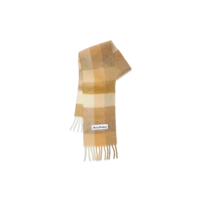 Acne Studios Mohair Check Scarf "White/Beige"