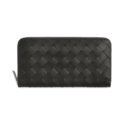 Bottega Veneta Intrecciato Zip Around Wallet "Graphite/Rainbow"